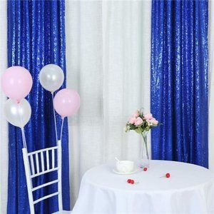 Royal Blue Sequin Backdrop Curtain 2 Panels 2x8ft Glitter Blue Sequin Curtains
